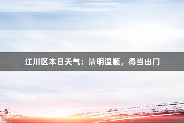 江川区本日天气：清明温顺，得当出门